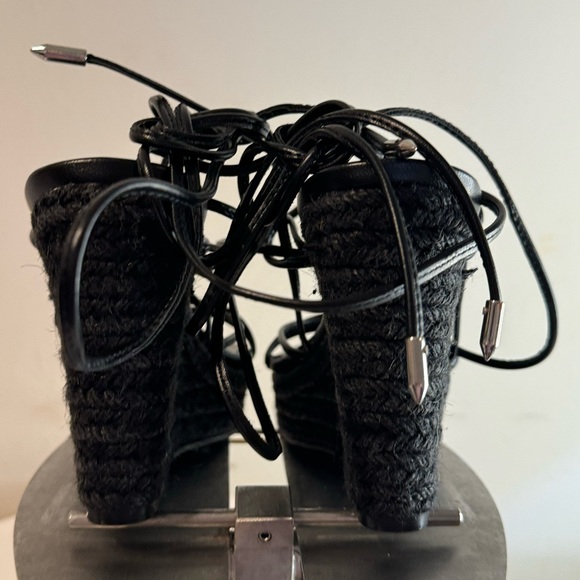 MARC FISHER Kyle Black 4.5" Heel Wedge Platform Espadrille Sandals Size 5 - Picture 5 of 11